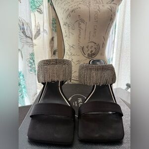 Gianni Bini blackCrystal drape Embellished Heels 9.5 4 in heels